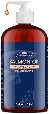 DANFISK Salmon Oil Formula with Omega 3, Fish Oil for Dogs Supplement, Skin & Coat Dog Oil, Itchy Relief, Immune Support for Joints & Heart, Food Topper, 16 oz.