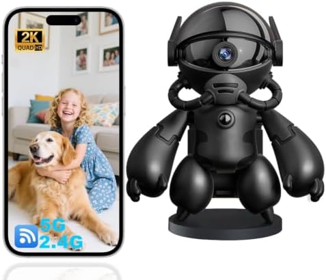 2K Indoor Camera Robot, 5G/2.4G WiFi Indoor Cameras for Home Baby Security