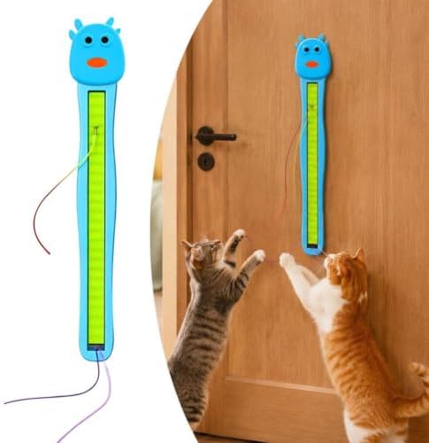 Interactive Cat Toys for Indoor Cats - Wall Mounted Electric Auto Motion Flying Rope Interactive Toy for Indoor Cats, Motion-Activated Flying Rope with Suction Cup for Boredom Relief (Blue)