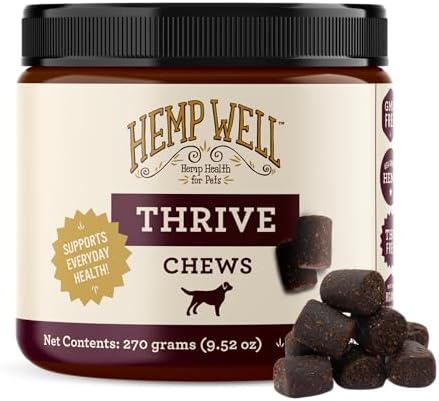Hemp Well Thrive Dog Soft Chews with Organic Hemp, Omega 3 & 6, 60 Count