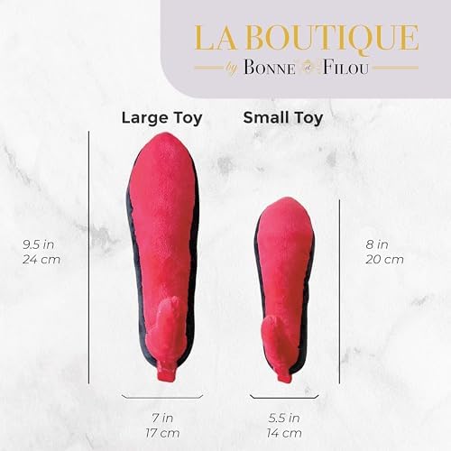 BONNE ET FILOU RED Bottom Shoe Squeaky Dog Toy, Large