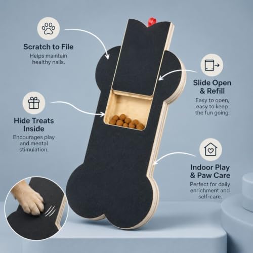 Nail Scratch Board with Treat Box, Bone Shape Scratch Pad for Dogs，1PC
