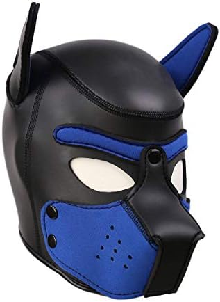 Adults Neoprene Puppy Hood Mask, Cosplay Dog Full Face Pup Hood Mask for Role Play and Costume Parties