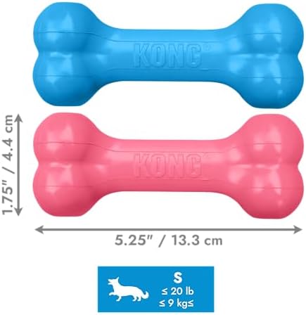 KONG Puppy Goodie Bone, Natural Rubber Chew, for Small Puppies, Blue