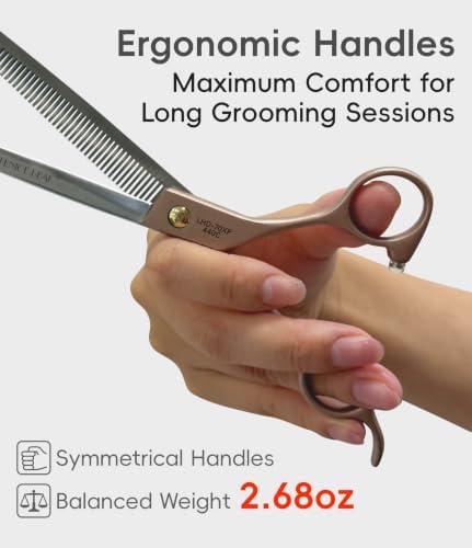 Professional Thinning Scissors for Dog Cat 7'' Pet Grooming Scissors 440C Stainless Steel Thinning Shears for Dogs 50/56 Teeth