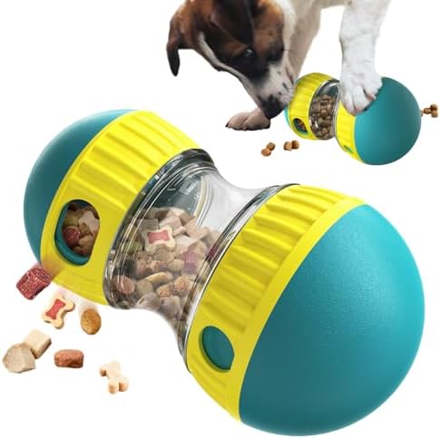 CYBERNOVA Interactive Dog Toys, Treat Dispenser and Adjustable Food Dispensing Slow Feeder Ball,Stimulating Dog Nature and Enhancing Intelligence (Blue-Yellow)