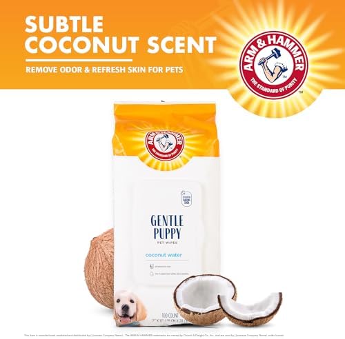 Arm & Hammer Puppy Grooming Wipes, Coconut Water, 100 Count, 3-Pack
