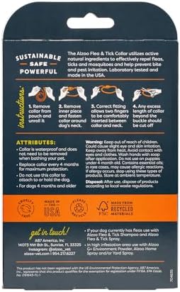 ALZOO Natural Flea & Tick Dog Collar - Helps Repel Fleas, Ticks & Mosquitoes - 100% Plant-Based Active Ingredients - Waterproof - Up to 4 Months Protection - Medium-Sized Dogs: 16-40 lbs - Pack of 3