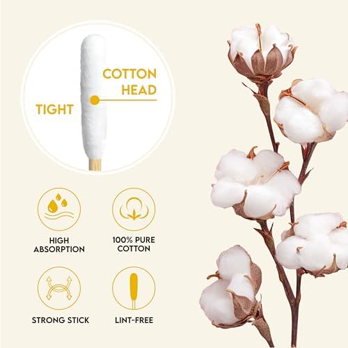 6-Inch Long Cotton Tips for Cleaning Dogs' Ears | Extra-Long Cotton Swabs for Dog Ear Cleaning | Eco-Friendly Dog Ear Swabs & Pads | Organic Bamboo & Cotton | 100-Pack