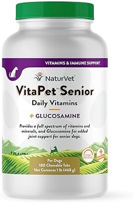 NaturVet VitaPet Senior Daily Vitamin Dog Supplements - 180 Ct