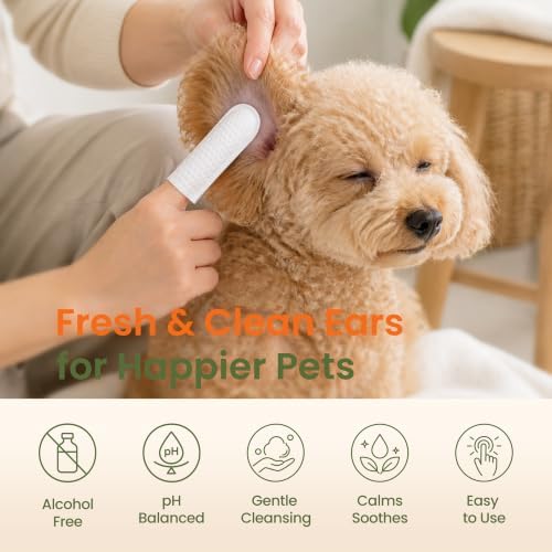 Pet Ear Cleaner Finger Wipes - Clean & Freshen Ears, Unscented 110ct