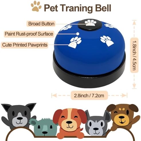 2 Pack Dog Door Bells, Dog Doorbell to go Outside Puppy Train Bell for Dogs to Ring to go Potty, Puppy Toilet Training Bell Jingle Bells for Door Knob (Dark Blue)