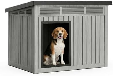 VIXZEN Dog House Outdoor & Indoor, Medium Size, Gray