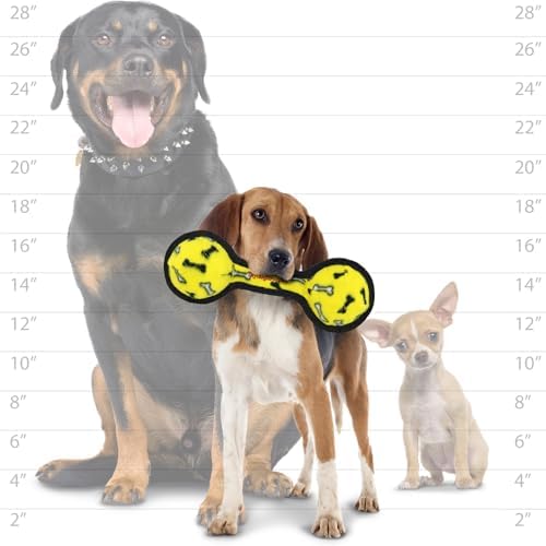 TUFFY® : 2 Ball Tug Dog Toy: Ultra Durable Plush Toy with Multiple Layers & Reinforced Seams, Washable and Floats, Original Construction
