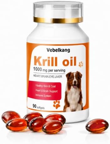 Krill Oil Omega 3 Supplement for Dogs, 90 Softgels