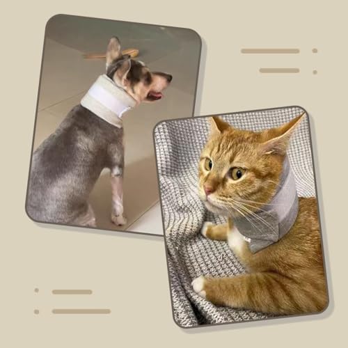 Cat Neck Brace Cover - Adjustable Elizabethan Collar for Post-Surgery Recovery, Anti-Lick Wound Protective Cervical Cone for Small Medium Large Dogs Cats (Neck Girth 7.5-15.0" Depth5.1