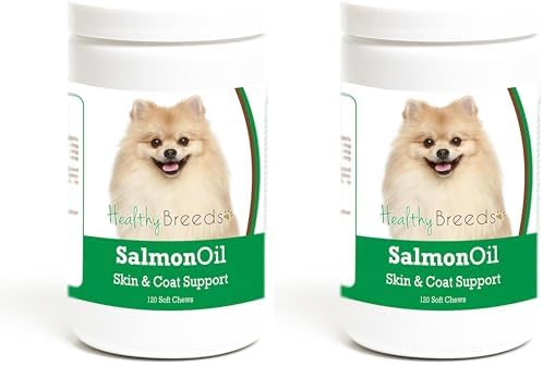 Healthy Breeds Pomeranian Salmon Oil Soft Chews 120 Count (Pack of 2)