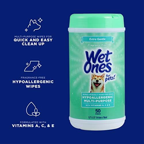 Wet Ones for Pets Hypoallergenic Dog Wipes, Fragrance-Free, 50 Count, 3-Pk