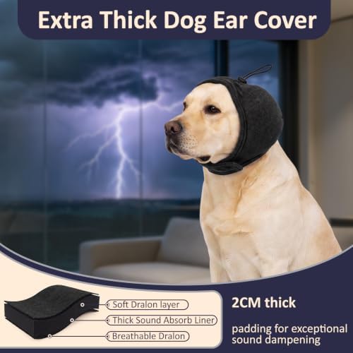 Thick Padded Noise-Reducing Dog Ear Muffs, Anti-Anxiety Calming Ear Hoodie