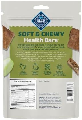 Blue Buffalo Health Bars Chicken & Apples Soft & Chewy Treats, 9 Ounce (Pack of 6)