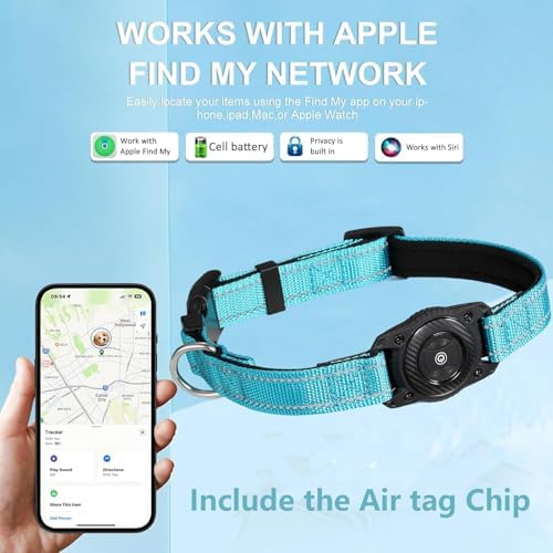Tracking Collar for Dogs Waterproof Adjustable Air Tag Dog Collar Holder, Comfortable Dog Collars for Small Medium Large Dogs (SkyBlue, M)