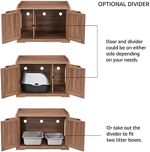unipaws Cat Litter Box Enclosure Furniture, Hidden Litter Box Cover