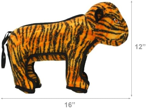 TUFFY - World's Tuffest Soft Dog Toy - Zoo Tiger - Multiple Layers. Made Durable, Strong & Tough. Interactive Play (Tug, Toss & Fetch). Machine Washable & Floats