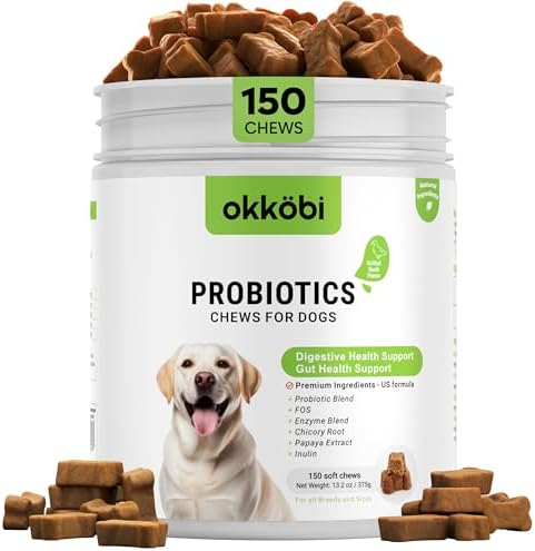 Probiotics for Dogs Chews 150 pcs - Probiotic Chews for Dogs with Enzymes & Natural Ingredients - Digestive & Gut Health Support - US Formula - Duck Flavored