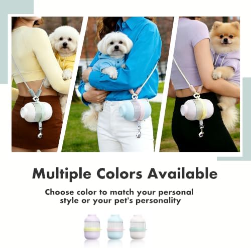 3 in 1 Dog Water Bottle with Crossbody Strap, Portable Dog Travel Water Bottle with Treat & Poop Bag Dispenser for Small Dogs Walking Hiking(Mint Green)