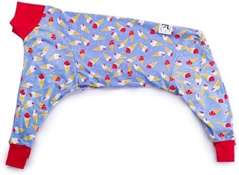 Dog Surgery Recovery Suit Female Male for Dogs After Surgery Medium Large Dogs Onesie Dog Pajamas Pjs Clothes (red ice Cream, 32 (Chest 32.28 in | Backlength 22.05 in))