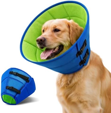 Soft Dog Cone Collar After Surgery, Adjustable Recovery Cone to Stop Licking, Breathable Mesh Elizabethan Collar for Small Medium Large Dogs (XL(Neck Girth:18.5"-20.9"))
