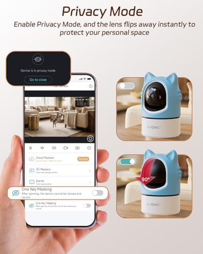 ALIOBC Pet Camera with Phone App Laser Toy 2K Cat Camera no Subscription