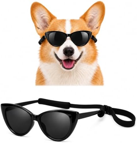 G010 Dog Pet Costume Aviator Sunglasses for Medium Breeds 18-40 lbs (2-Pack Aviator Black + Cateye Black, uv400)
