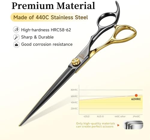 7'' Straight Dog Grooming Scissors CNC 440C Blades