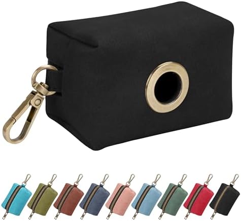 Didog PU Leather Dog Poop Bag Holder, Easy-Pull with Metal Clip, Black