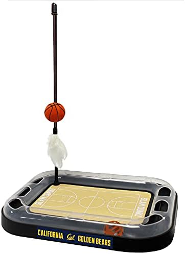 Cat Scratch Toy NCAA CALIFORNIA BERKELEY Golden Bears REVERSIBLE Basketball Court Felt/Cardboard Cat Scratcher. Interactive Cat Ball Bell. 6-in-1 CAT TOY: Cat Wand Poll, CATNIP-FILLED Plush Basketball