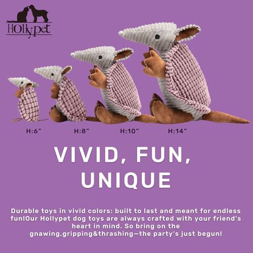Hollypet Armadillo Squeaky Dog Toys for Medium Large Dogs, 14"