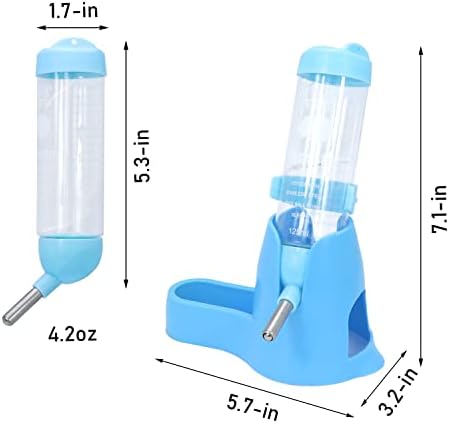 3 in 1 Hamster Hanging Water Bottle Pet Auto Dispenser with Base for Dwarf Hamster Mouse Rat Hedgehog (125ML, Blue) (Pack of 2)