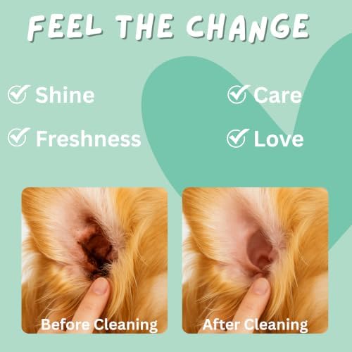 Dog Ear Cleaner - 100 Dog Ear Wipes for Dogs, Cats & Puppies