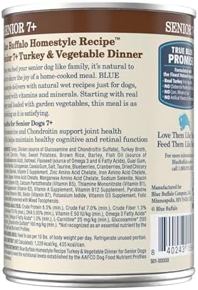 Blue Buffalo Homestyle Recipe Turkey Senior Wet Dog Food, 12.5 oz, 12 ct