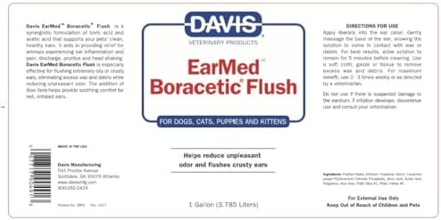 Dog Clean Ear Med Boracetic Flush Solution Pet Odor and Residue Reliever Choose Size (1 Gallon)