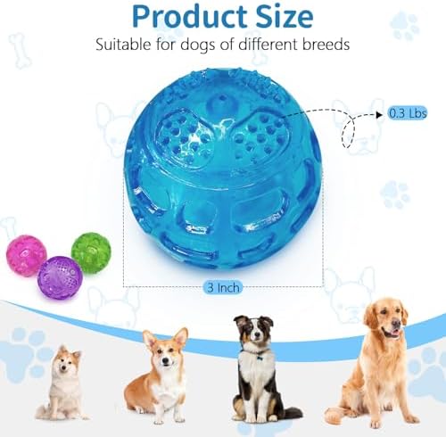 RICHIE Ultra Durable Squeaky Dog Balls 3 Inch for Large Medium Dogs, Tough Chew Toys for Aggressive Chewers, Floating Fetch Balls for Pool Play, Teeth Cleaning Dog Toys 3 Pack Purple + Purple + Green