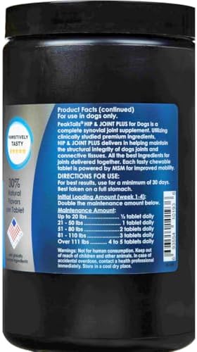 KALA HEALTH PeakTails Vet-Formulated Hip & Joint Plus for Dogs, 150 Count