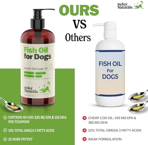 Deley Naturals Fish Oil for Dogs - Itch Relief for Dogs with Omega 3 6 9 for Skin, Joints, Heart and Brain Health - Icelandic Omega 3 Fish Oil for Dogs Skin Irritation - 32oz Omega Oil Made in USA