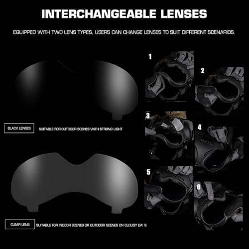 Tactical K9 Helmet - Adjustable Dog Helmet with Removable Ear Guards, 2 Lenses, Picatinny Rail & EVA Pads for German Shepherd and Medium Breed Working Dogs(Black)
