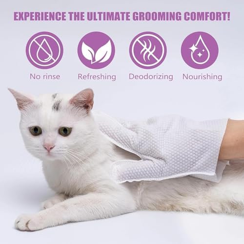 Pet Bath Wipes for Dogs and Cats - 10 Pcs Dog Cat Grooming Gloves Wipes - Gentle Cleaning Fur, Face, Ear, Eye, Paws and Butt - Thick Puppy Wipes (10pcs/5pack)
