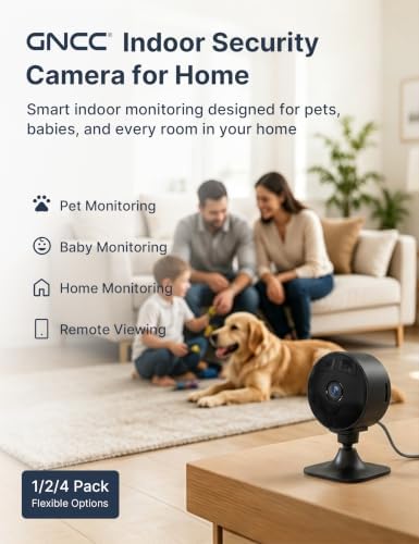 GNCC 2.4GHz Indoor Security Camera for Home, 1080P Baby & Pet Cam, GC3B-2P