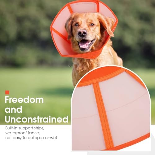 Allroaring Dog Cone Waterproof Pet Recovery Collar Anti Lick, Orange L
