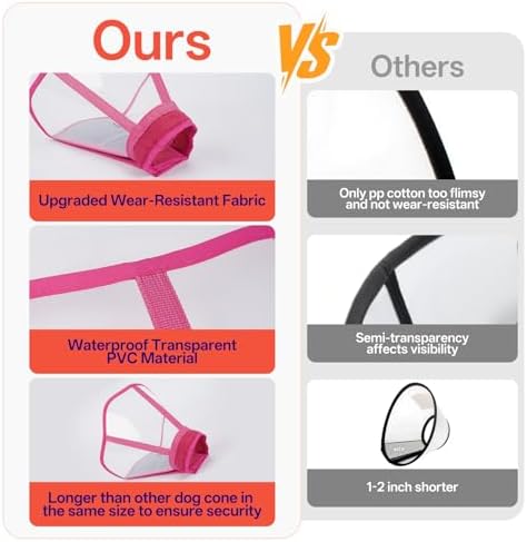 Soft Foldable Dog Cone Collar - Adjustable Elizabethan Collar for Dogs After Surgery, Waterproof Soft Recovery Collar to Stop Licking, Fits Small Medium Large Dogs, Rose Red, S