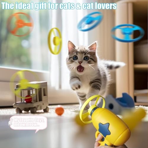 Cat Fetch Toys, Interactive Flying Cat Toys with 20 Colored Flying Propellers, Pet Tracks Chasing Toy for for Kitten Training Hunting(only 20 Propellers)